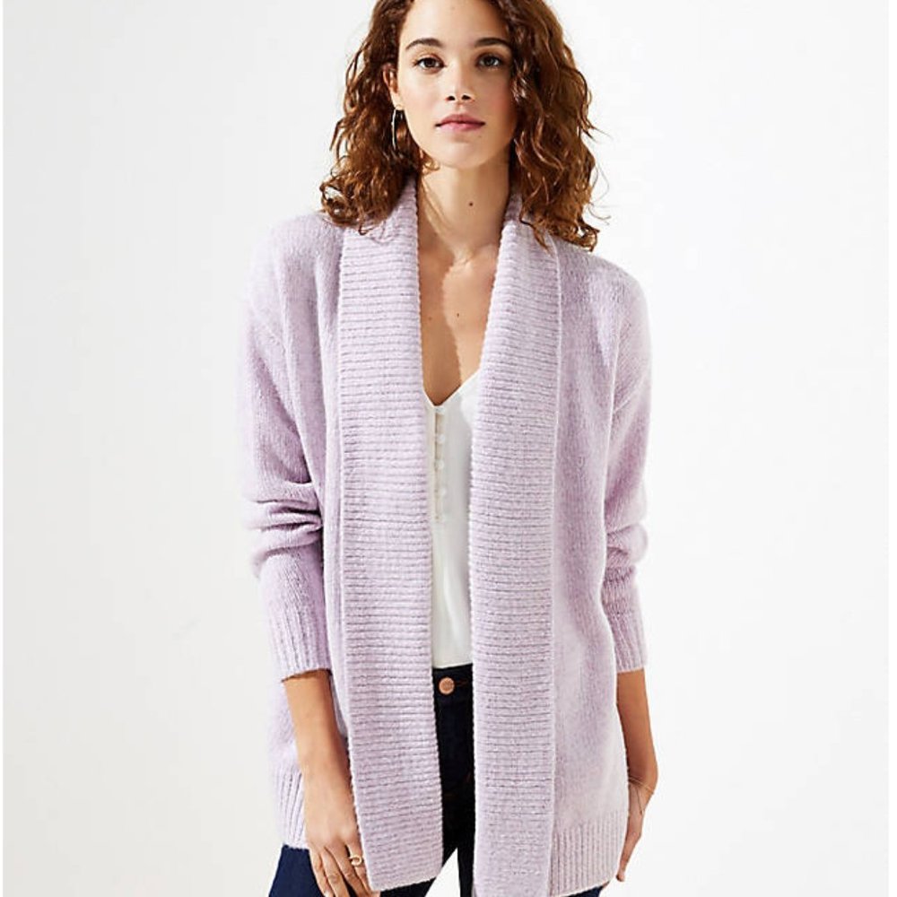 LOFT RIB TRIM OPEN CARDIGAN~New!~Small